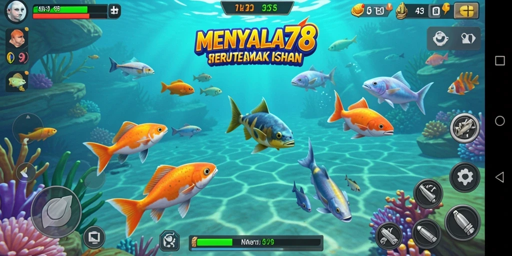 Tampilan gameplay seru dalam MENYALA78 yang menembak ikan.
