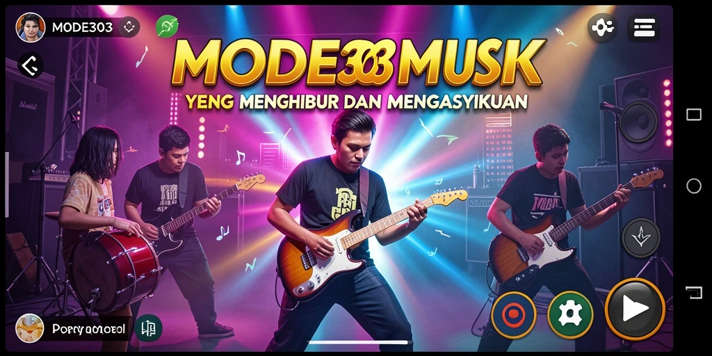 Tampilan gameplay seru di MODE303 yang menguji ketangkasan musik.