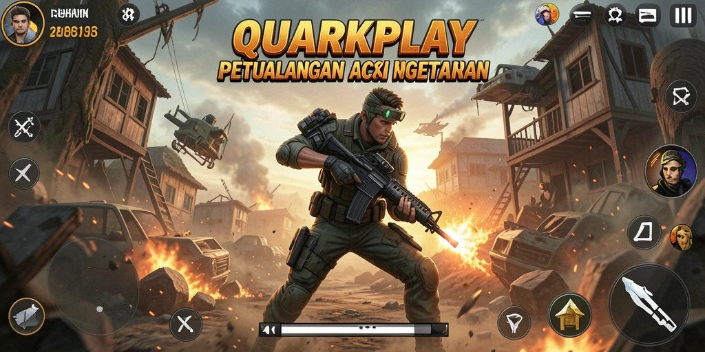 Tampilan mendebarkan dari gameplay aksi QUARKPLAY yang penuh tantangan.