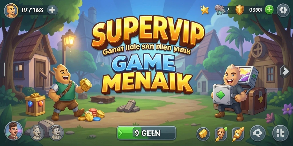 Screenshot gameplay <strong>SUPERVIP</strong> yang menunjukkan kemajuan karakter dalam mode Idle.